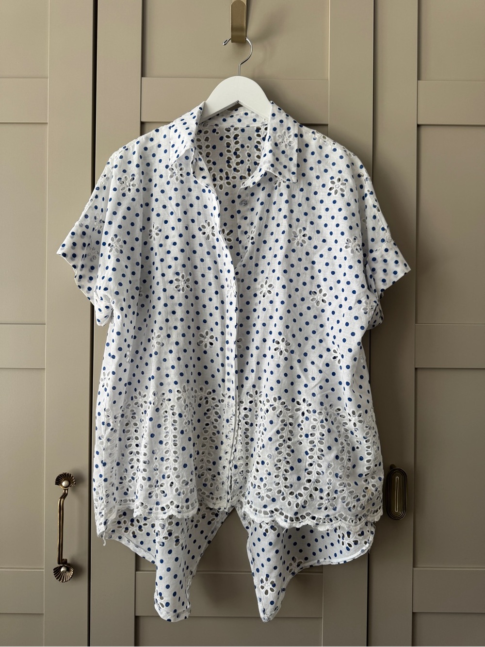Zeta Otto Studio Italian Button Down Shirt Lagenlook One Size Embroidered